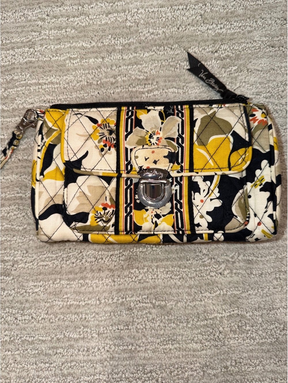 Vera Bradley Yellow Floral Zip Around Wallet Wristlet